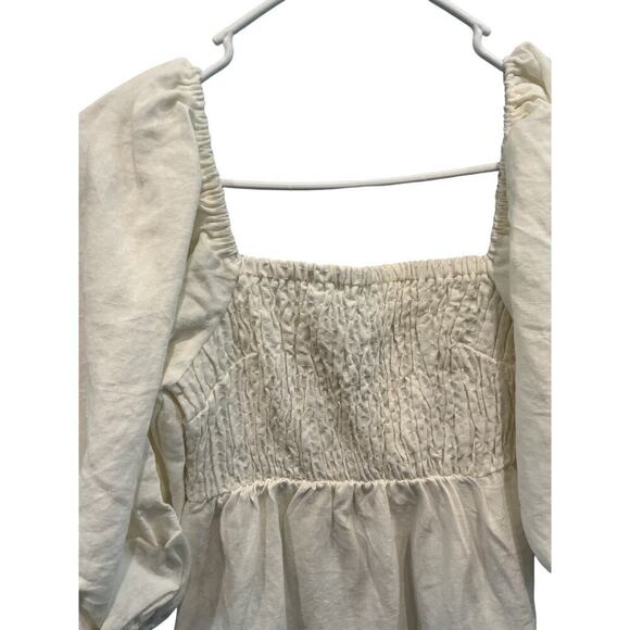 Tuckernuck Annie Dress Smocked Mini Linen Size XS White Wedding Bachelorette - Picture 8 of 10